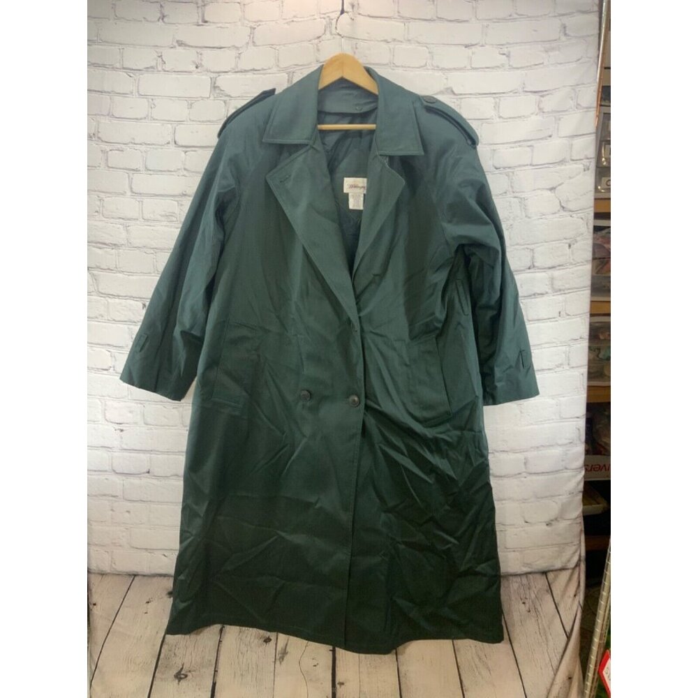 Worthington Trench Coat Womens Sz 14 Army Green Water Resistant
